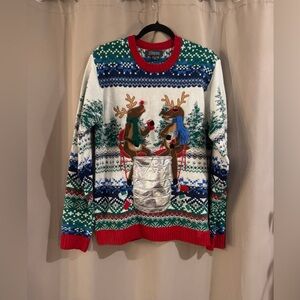 Festive  Reindeer Sweater - Multicolor